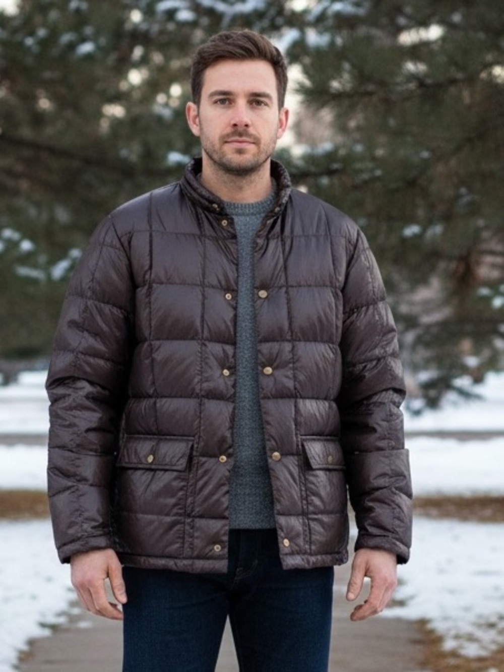 Eddie Bauer Down Puffer Jacket
Dark Brown.
Large